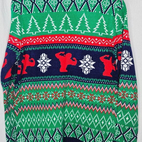 Blizzard Bay North Swole Santa Ugly Christmas Sweater Weightlifting Gym SMALL - Picture 5 of 7